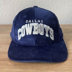 Vintage 90s Dallas Cowboys Corduroy Snapback Hat Russell Athletic NFL Cap
